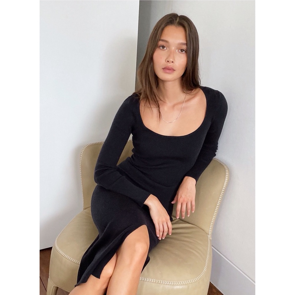 Aritzia Mcway Sweater Long Sleeve Ribbed Top Black